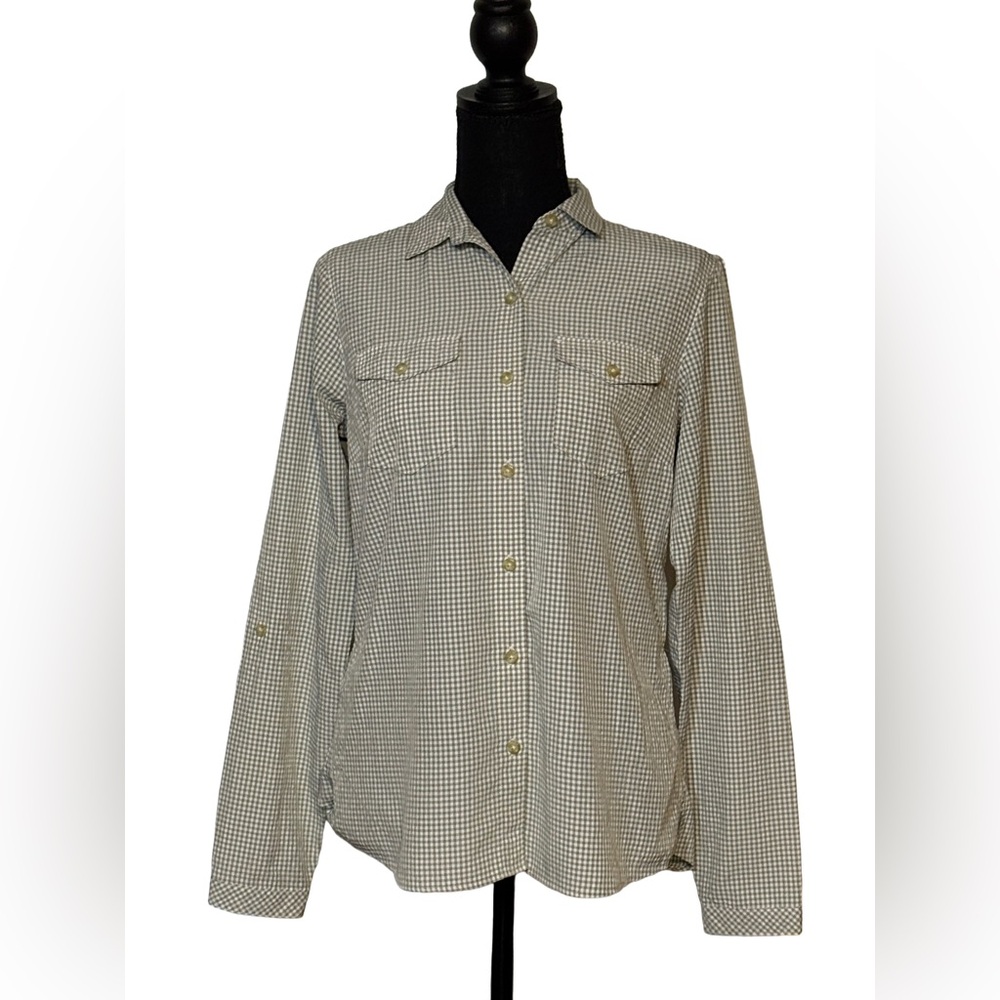 Eddie Bauer Gingham Vented Button Down Shirt Women’s S Outdoor Casual Hiking